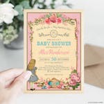 Alice Wonderland Pink Baby Shower Invitation thumbnail image