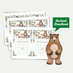 Three paper sheets with two baby shower bingo cards on each page thumbnail image