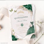 A Stack of Green Quinceañera Invitations thumbnail image