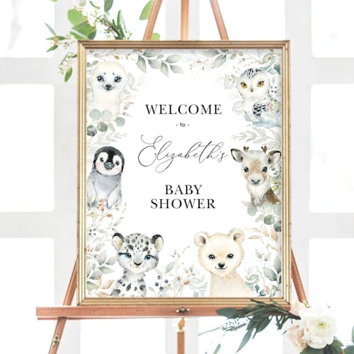 Winter Animals Welcome Sign