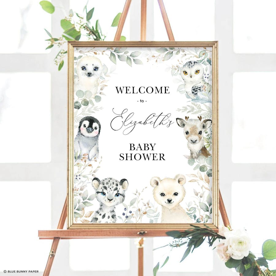 Winter Animals Welcome Sign
