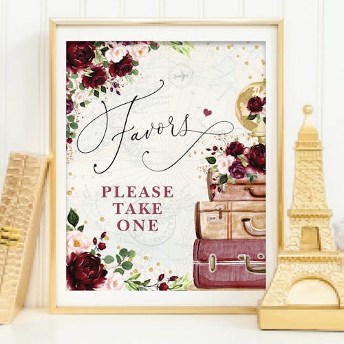Travel themed Favors Party Sign
