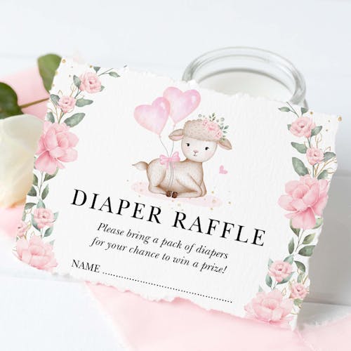 Lamb Diaper Raffle Card