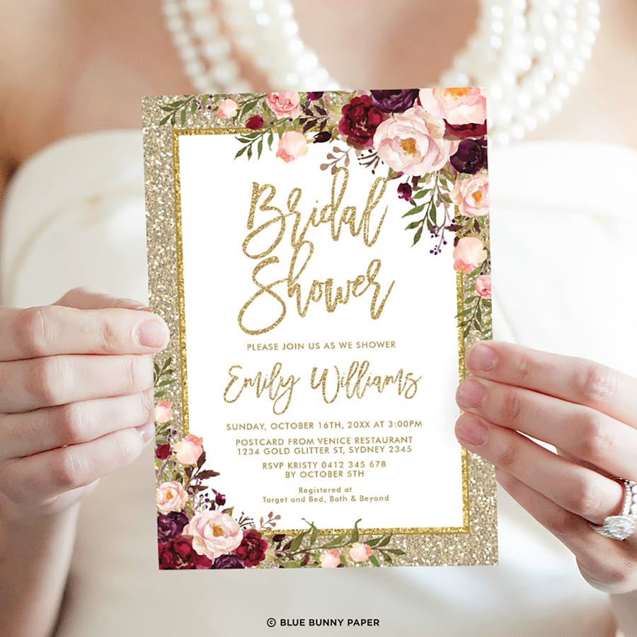 Gold Glitter Bridal Shower Invitation