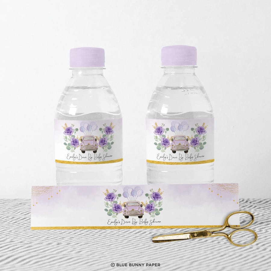 Purple Car Water Bottle Labels