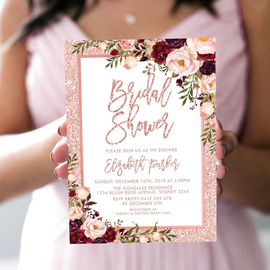 Rose Gold Bridal Shower Invitation