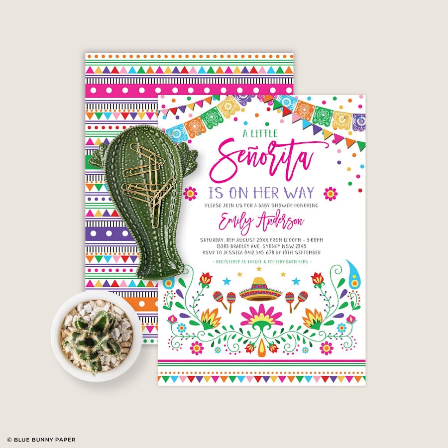 Mexican Fiesta Little Senorita Baby Shower Invite