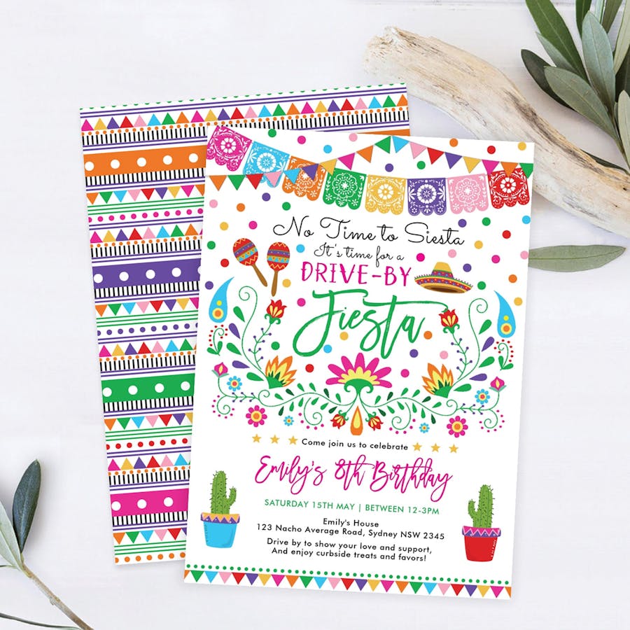 Mexican Fiesta Drive by Birthday Party Invite