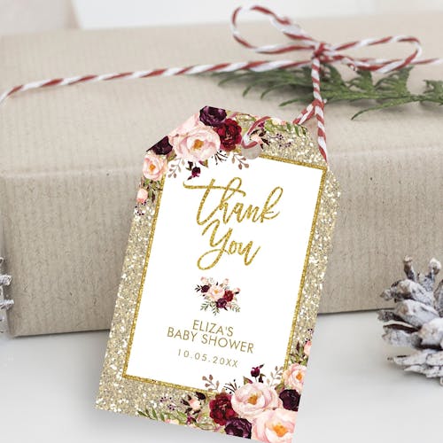 Gold Glitter Favor Tags