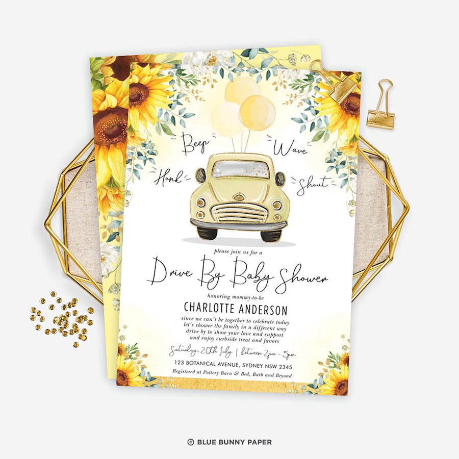 Drive By Baby Shower Invite