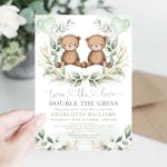 Twins Teddy Bear Baby Shower Invite thumbnail image