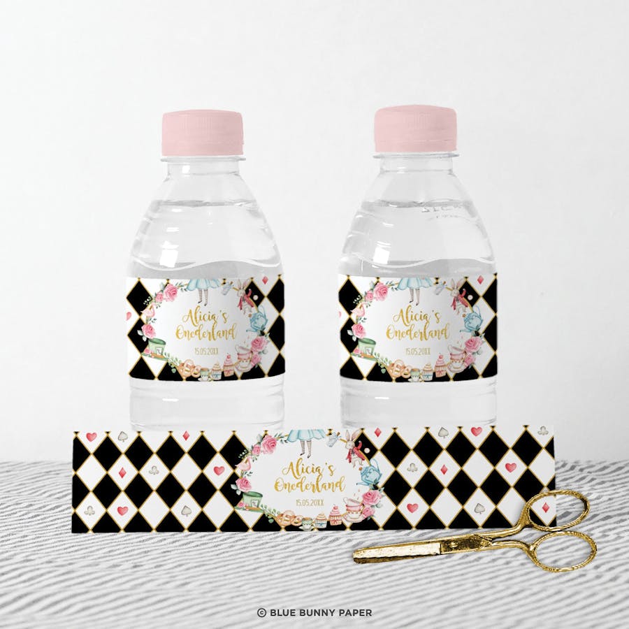 Alice in Wonderland Water Bottle Labels