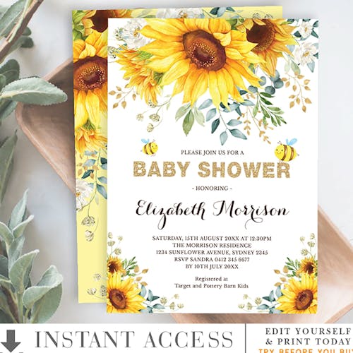Bee Baby Shower Invitation