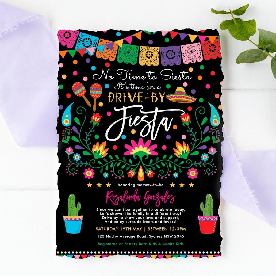 Mexican Fiesta Drive by Baby Shower Invitation