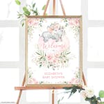 Girl Elephant Baby Shower Welcome Sign thumbnail image