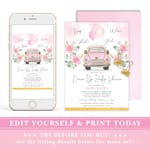 Pink Drive By Baby Shower Invite thumbnail image