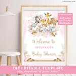 Pink Safari Baby Shower Party Welcome Sign thumbnail image