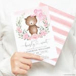 Girl Teddy Bear Baby Shower Invitation thumbnail image