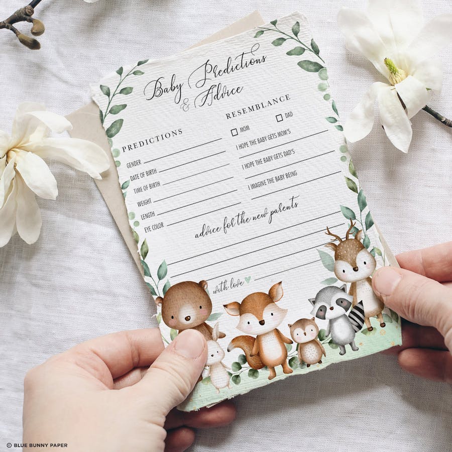Woodland Baby Shower Predictions & Advice Game