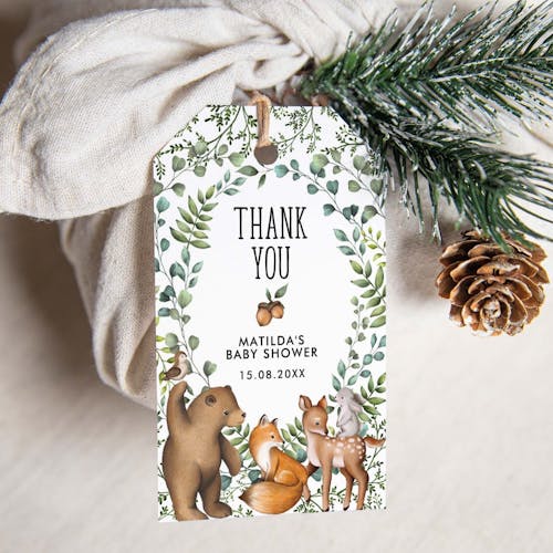 Woodland Party Favor Tag Template