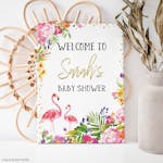 Flamingo Baby Shower Welcome Sign on a Canvas thumbnail image