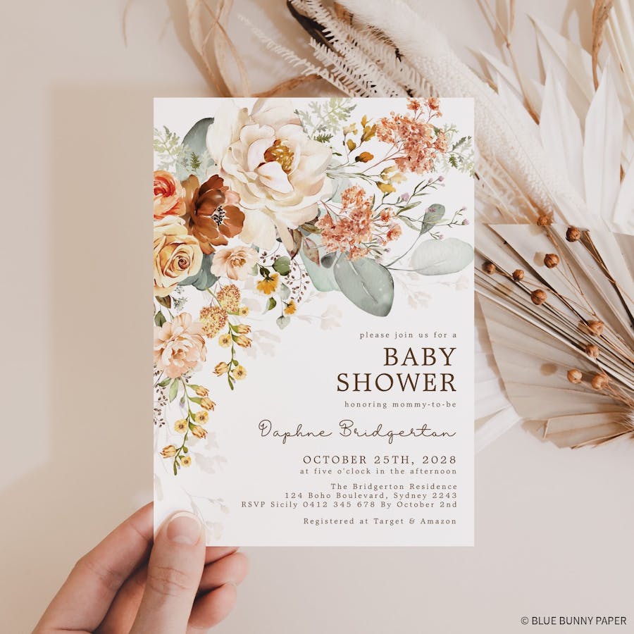 Floral Fall Baby Shower Invitation
