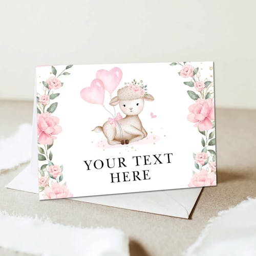 Pink Lamb Place Cards