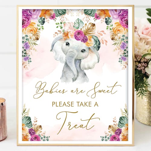 Flower Elephant Take a Treat Sign