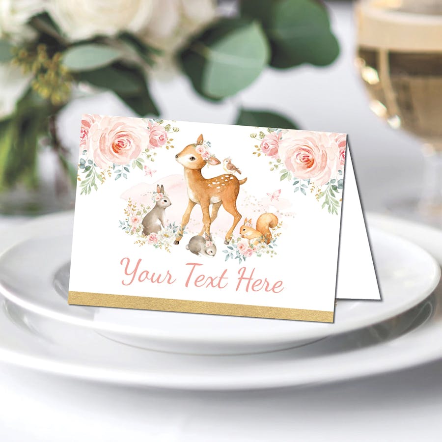 Girl Woodland Table Place Cards