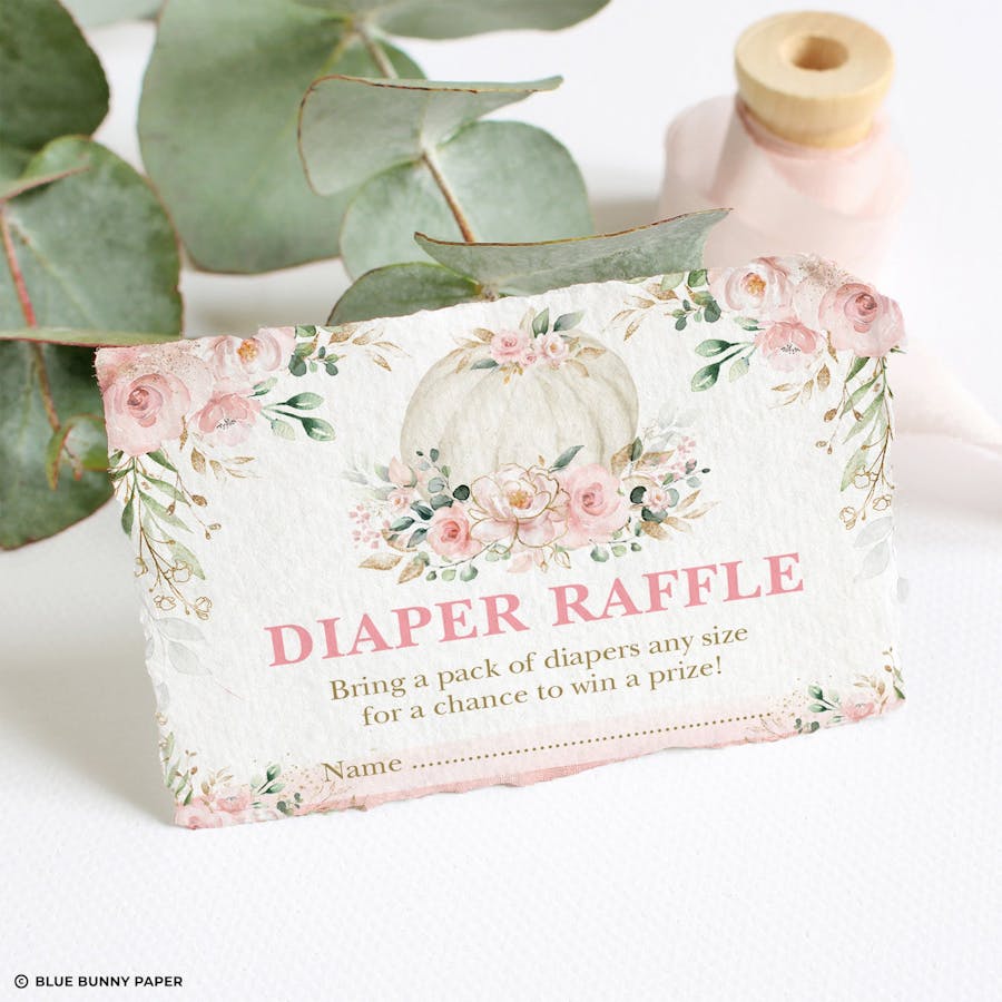 Pumpkin Baby Shower Diaper Raffle Card