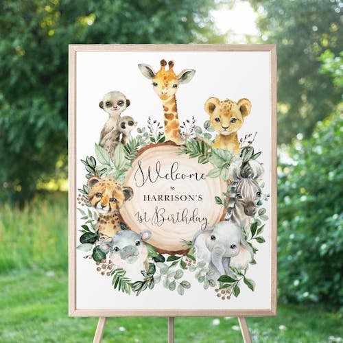 Safari Animals Party Welcome Sign