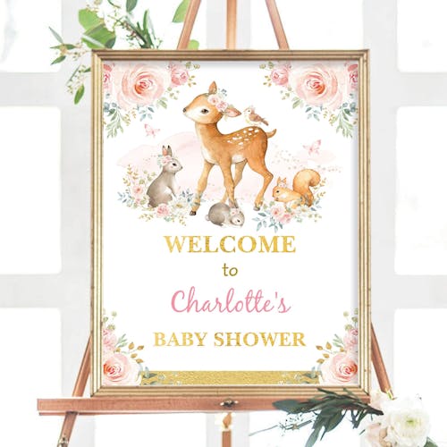 Girl Woodland Party Welcome Sign