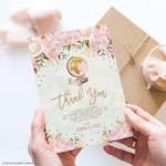 Pink Flower Travel Party Thank You Card thumbnail image