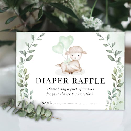 Lamb Diaper Raffle Cards