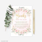 Pink Flower Girl Baby Shower Book Request Card thumbnail image