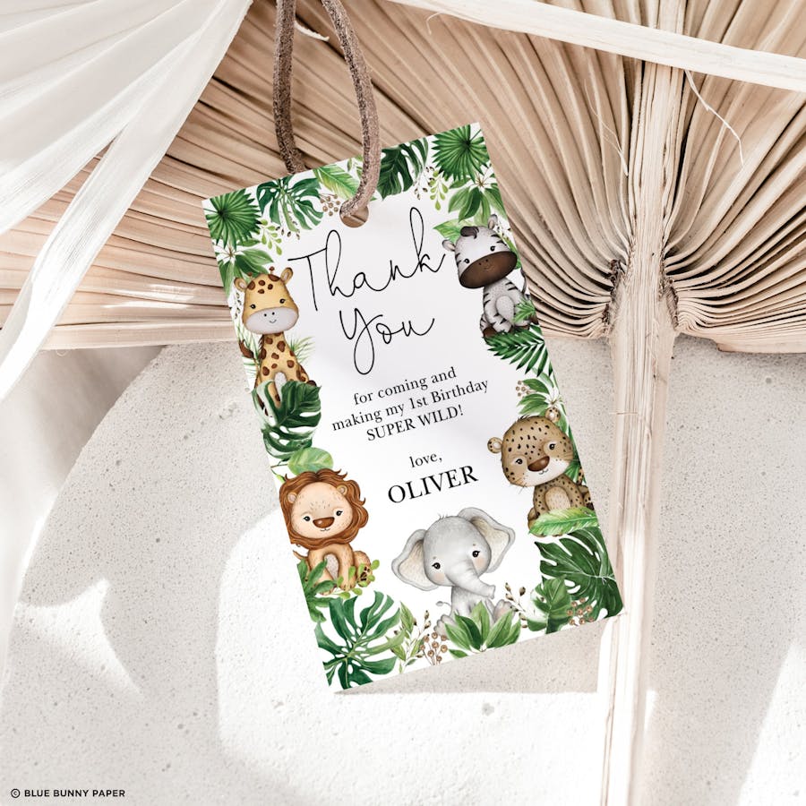 Jungle Animals Party Favor Tag