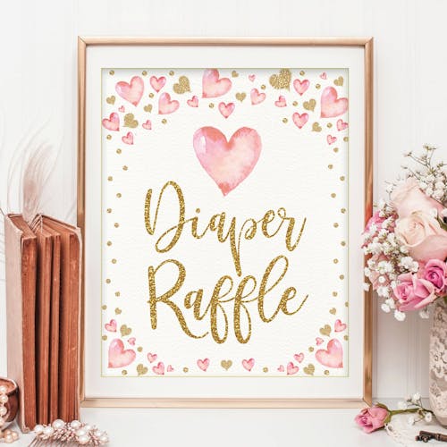 Valentines Diaper Raffle Party Sign