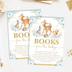 Boy Woodland Baby Shower Book Request Card thumbnail image