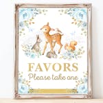 Printable Woodland Favors Party Sign thumbnail image