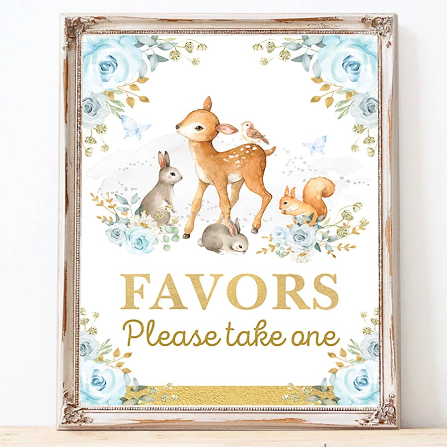 Printable Woodland Favors Party Sign