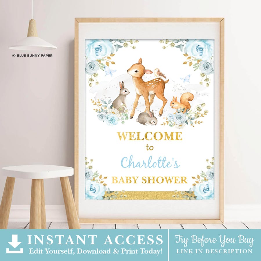 Boy Woodland Party Welcome Sign