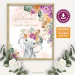 Flowers Elephant Party Welcome Sign thumbnail image