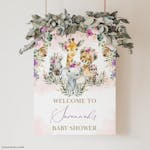Jungle Animals Girl Baby Shower Welcome Sign thumbnail image