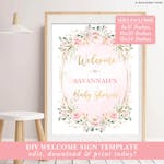Girl Pink Flower Party Welcome Sign thumbnail image